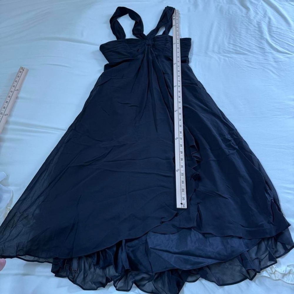 Y2K maggy london black silk halter dress size 4 100% silk - Picture 3 of 6